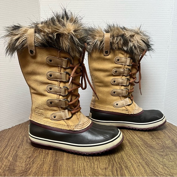 Sorel Joan of Arctic Waterproof Winter Boots Beige Purple Size 7 - Picture 3 of 13